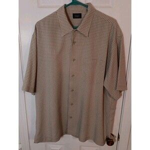 Haggar Men's Dress Casual Shirt Large Plaid Button Down Short Sleeve
